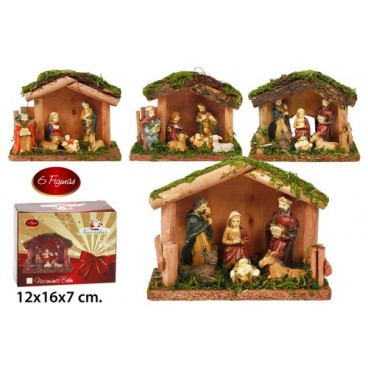 2052618 CRECHE NATIV.15X11 AVEC 6 SANTON (12 PIECES)
