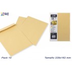 PACK 10 ENVELOPPES KRAFT MARON 229X162 MM ( 50 PIECES)