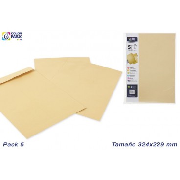 PACK 5 ENVELOPPES KRAFT MARON 324X229 MM ( 100 PIECES)