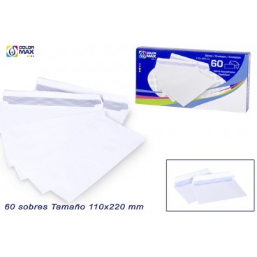 PACK 60 ENVELOPPES BLANCHES 110X220 MM ( 60 PIECES)