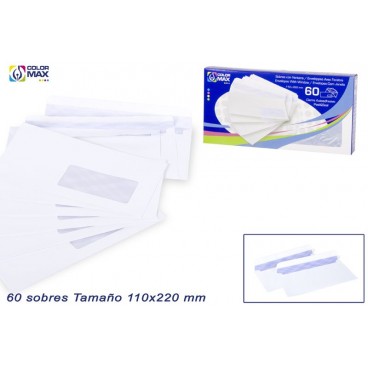 PACK 60 ENVELOPPES BLANCHES FENÊTRES 110X220 MM ( 60 PIECES)