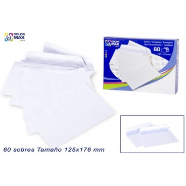 PACK 60 ENVELOPPES BLANCHES 125X176MM ( 60 PIECES)