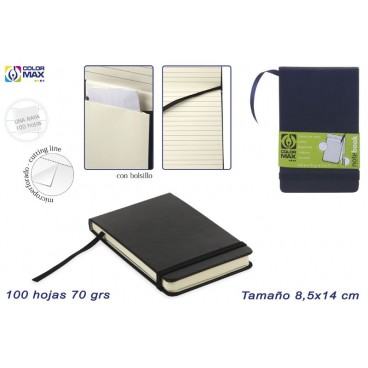 CARNET DE NOTES 100 F - 8.5X14 - 2 ASS - 70 GRS - AVEC POCHE ( 24 PIECES)