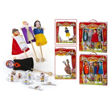 SET 4 MARIONNETTES AVEC MANCHE - 3 ASS ( 6 PIECES)