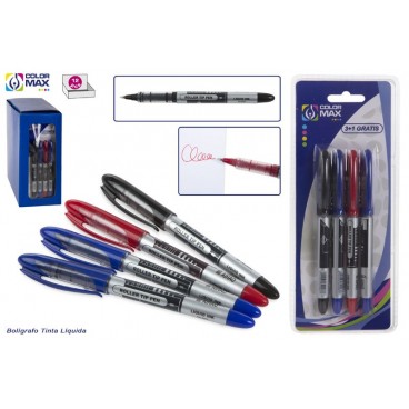 SET 3 STYLOS ROLLER ENCRE LIQUIDE + 1 GRATUIT ( 48 PIECES)