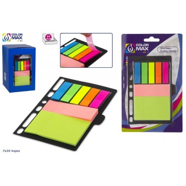 BLOC NOTES AUTOADHESIF 20 FEUILLES X 7 COULEURS ( 48 PIECES)