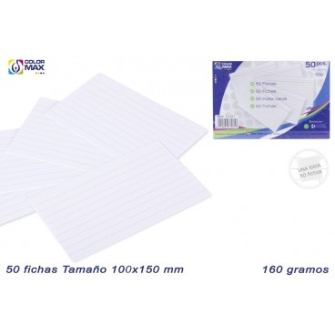 PACK 50 FICHES 100X150MM - RAYÉES - 160G ( 60 PIECES)