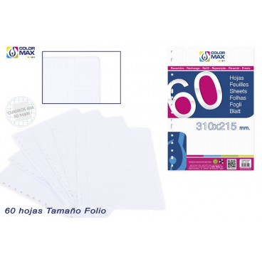 RECHANGE 60 FEUILLES - PERFORRÉES - CARRÉ 4 MM ( 30 PIECES)
