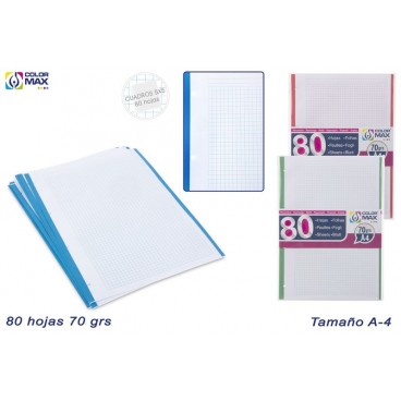 RECHANGE 80 FEUILLES A4 - 4 TROUS 70GRS - CARRÉ 5 MM ( 30 PIECES)