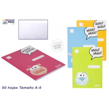 CAHIER SCOLAIRE BASIQUE 1/4 - 50 FEUILLES - 2 LIGNES ( 48 PIECES)
