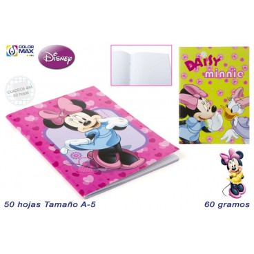 CAHIER SCOLAIRE A5 50F 60G CARRÉ 4MM COUVEC BASIQUE- MINNIE ( 100 PIECES)