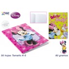 CAHIER SCOLAIRE A5 50F 60G CARRÉ 4MM COUVEC BASIQUE- MINNIE ( 100 PIECES)