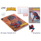 CAHIER SCOLAIRE A5 50F 60G CARRÉ 4MM COUVECL BASIQ - SPIDERM ( 100 PIECES)