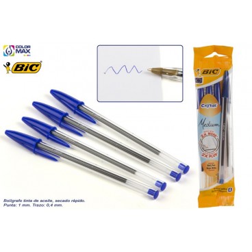 8308601 - STYLO BIC CRISTAL - SAC 4 BLEU ( 100 PIECES)