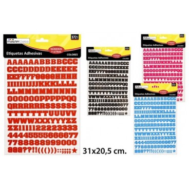 2053584 ETIQUETTE ADHES.CHIFFRE-LETTRE COUL (96 PIECES)
