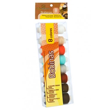 8001519 BOBINES FIL 8 COULEURS AVEC ETUI (288 PIECES)
