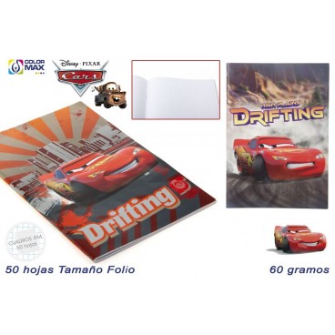 CAHIER SCOLAIRE 50F 60G CARRÉ 4MM COUVERCLE BASIQUE - CARS ( 30 PIECES)
