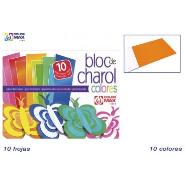 BLOC PAPIER SCOLAIRE - 10 FEUILLES - 10 COULEURS ( 100 PIECES)