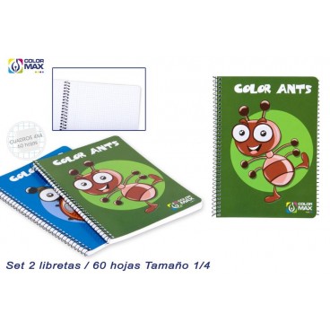 PACK 2 CAHIERS SCOLAIRES ESP. 1/4 COUVERCLE BASIQUE 60 FEUIL ( 30 PIECES)