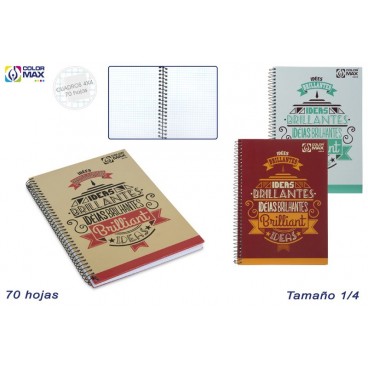 CAHIER SCOLAIRE ESP.1/4 COUVERCLE RIGIDE 70F CARRÉS 4MM-3/S ( 50 PIECES)
