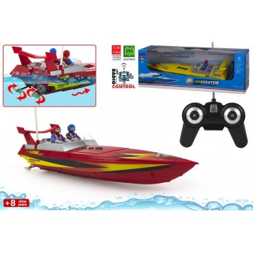 BATEAU À MOTEUR R/C AVEC BATTERIE - NAVIGATOR - 2 ASS +8 ANS ( 2 PIECES)