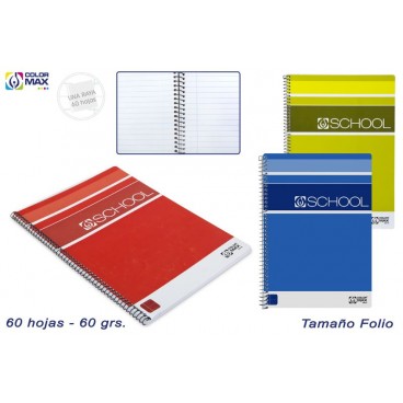 CAHIER SCOLAIRE ESP.COUVERCLE BASIQUE 60F 60GRS 1 LIGNE 3/S ( 30 PIECES)