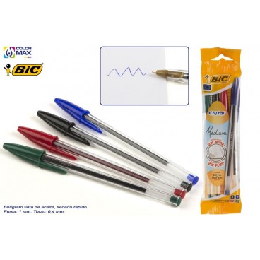 8308621 - STYLO BIC CRISTAL - SAC 4 ASS ( 100 PIECES)