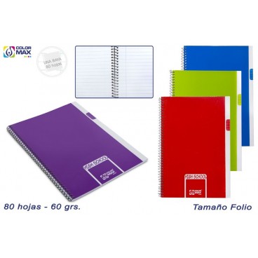 CAHIER SCOLAIRE COUVERCLE DURE 80F 60G UNE LIGNE - 4 ASS ( 24 PIECES)