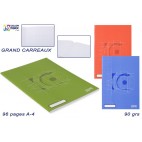CAHIER SCOLAIRE A4 - 96 FEUILLES - GRAND CARREAUX ( 48 PIECES)