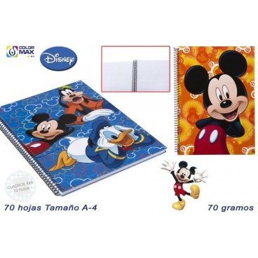 CAHIER SCOLAIRE A4 70F 70G CARRÉ 4MM COUV. PERFOR. - MICKEY ( 30 PIECES)