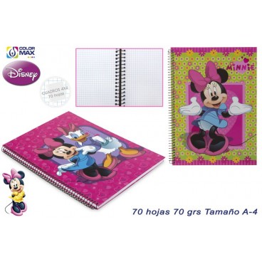 CAHIER SCOLAIRE A4 70F 70G CARRÉ 4MM COUV. PERFOR. - MINNIE ( 30 PIECES)