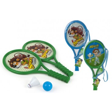 SET RAQUETTES TENNIS / BADMINTON JOUET - 2 ASS ( 6 PIECES)