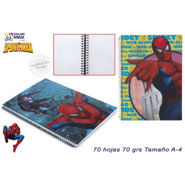 CAHIER SCOLAIRE A4 70F 70G CARRÉ 4MM COUVER. PERFOR.-SPIDERM