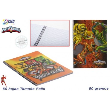 CAHIER ÉCOLE FEUILLE COUVERTURE BASIQ 60PAG/60GR POWER RANGE ( 30 PIECES)