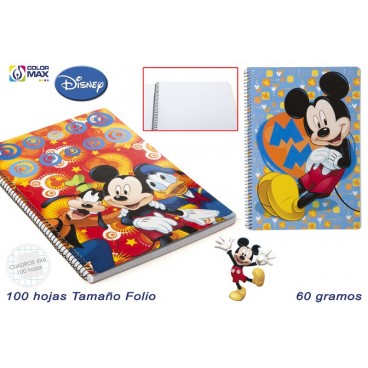 CAHIER SCOLAIRE 100F 60G CARRÉ 4 MM COUVERCLE DUR - MICKEY ( 30 PIECES)