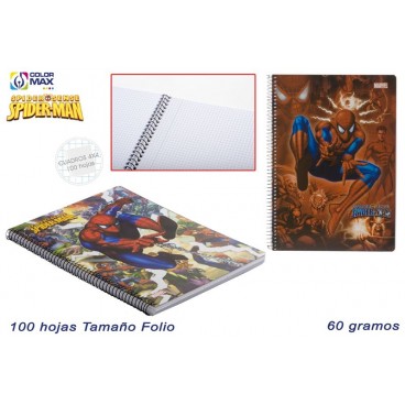 CAHIER ÉCOLE FEUILLE COUVERTURE DURE 100PAG/60GRS- SPIDERMAN ( 30 PIECES)