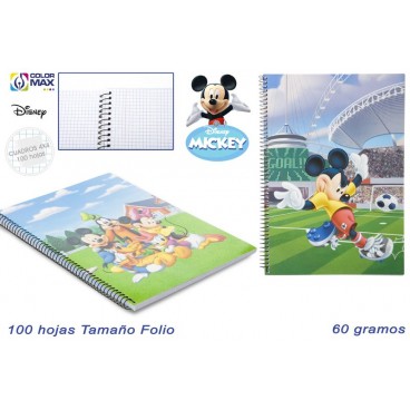 CAHIER COUVERCLE DURE 100 FEUILLES / 60GRS. - MICKEY MOUSE ( 30 PIECES)