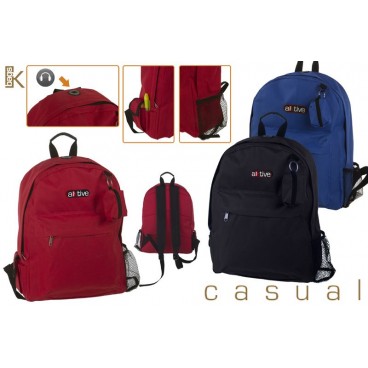 SAC À DOS BASIC 30X42X18 CM - 3 ASS ( 12 PIECES)