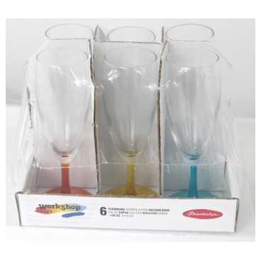 Flûtes à champagne couleur * 6 (Réf 1084 par 24 lots de 6 pcs)