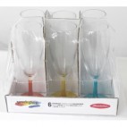 Flûtes à champagne couleur * 6 (Réf 1084 par 24 lots de 6 pcs)