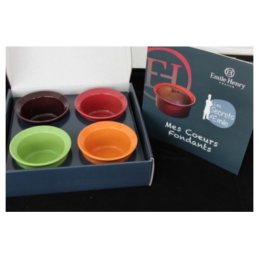 Set 4 ramequins coeur fondant (Réf 1154 par lot de 24 sets)