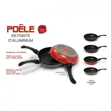 Poele fonte d'aluminium 24 cm (Réf 1121 par lot de 24 pcs)