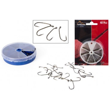 40 HAMEÇONS PÊCHE CAISSE PLASTIQUE - ASS ( 48 PIECES)