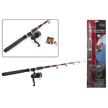 CANNE À PÊCHE TÉLÉSCOPIQUE AVEC MOULINET - 2.4 MT ( 6 PIECES)