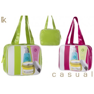 TROUSSE DE TOILETTE LIGNES PVC 23X19X9 CM - 2 ASS ( 12 PIECES)