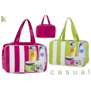 TROUSSE DE TOILETTE LIGNES PVC 35X22X15 CM - 2 ASS ( 12 PIECES)
