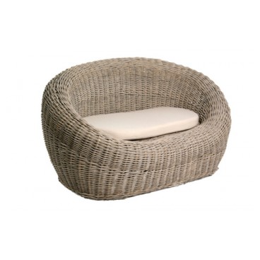 Fauteuil + coussin rotin (Réf 1307)