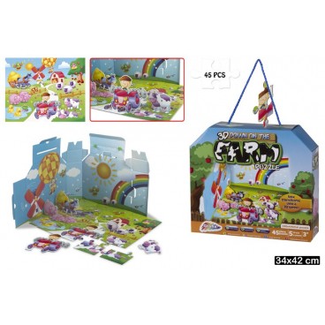 PUZZLE 3D FÊRME - 45 PCS - 34X42CM ( 12 PIECES)