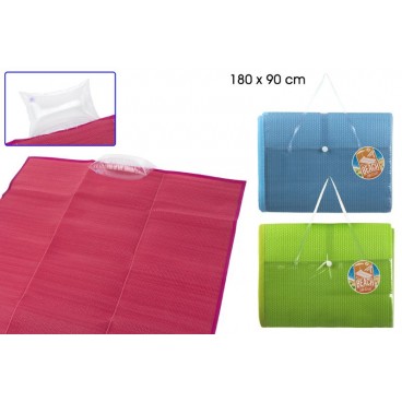 TAPIS DE PLAGE PVC 180X90 CM AVEC COUSSIN - COULEURS LISSES ( 12 PIECES)