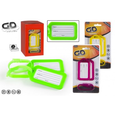 BLISTER 2 ÉTIQUETTES BAGAGES NEON - 3 ASS - AKTIVE TRAVEL ( 48 PIECES)